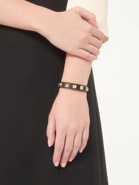 Valentino Studded Black Leather Bracelet